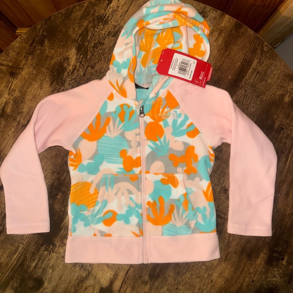 The North Face Toddler Floral Hoodie in Pink and Orange